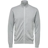 Selected Herren, Strickjacke SLHBERG FULL ZIP CARDIGAN grau M