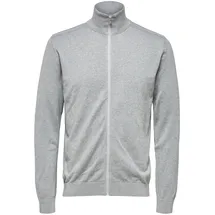 Selected Herren, Strickjacke SLHBERG FULL ZIP CARDIGAN grau M