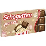 Schogetten Popcorn 1 x 100g Schokoladentafel, mit Popcorn- und Maisstückchen, praktisch einzeln portioniert. Ein Genuss. Stück für Stück.