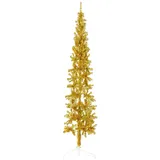 vidaXL Künstlicher Halb-Weihnachtsbaum mit Ständer Schlank Gold 210 cm