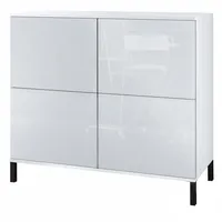 Vladon Kommode, Weiß Hochglanz, Holzwerkstoff, 92.5x83.5x35 cm, Wohnzimmer, Kommoden