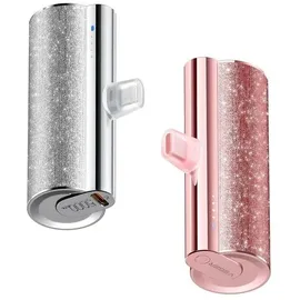 VEGER Powerbank 5.000 mAh mit integriertem Typ C PD QC3.0 2.4A 12W PlugOn Anschluss (W0573) silber - Silber