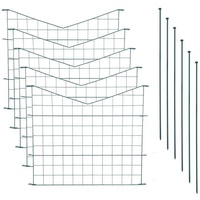 Teichzaun Unterbogen Gitter spitz 11tlg Set Steckzaun Metall grün 5 Zaunelemente