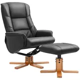 Homcom Relaxsessel Kunstleder 84 x 102 x 71 cm Schwarz mit Hocker