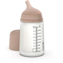 Suavinex Suavinex, Anti-Colic Babyflasche Zero Zero,mit mittlerem Silikonsauger (M), für Babys ab 3 Monaten, Empfohlen für gestillte Babys und Flaschennahrung, 270 ml, Medium