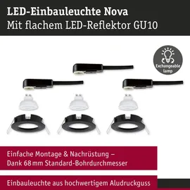 Paulmann Nova 3 Einbauleuchte Schwarz matt