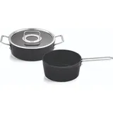 Fissler Adamant / Aluminium-Kochtopfset, 2-teilig, Töpfe-beschichtet mit Glasdeckel, antihaftend (1 Bratentopf, 1 Stielkasserolle) - Induktion