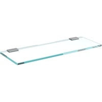 bijon Glasregal Glasablage Wandregal Glas Bad-Regal Glas Badezimmer Regal Badablage Ablageregal - 8mm Hartglas, 50 x 12 cm, Klarglas + Halterung F - Edelstahl Optik