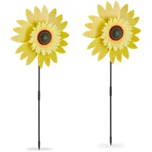 Relaxdays Windrad Sonnenblume 76 x 29 x 8 cm Gelb