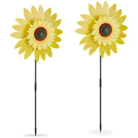 Relaxdays Windrad Sonnenblume 76 x 29 x 8 cm Gelb