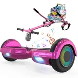 ELEKGO Hoverboards für Kinder, 6.5 Zoll Zweirad Selbstbalancierendes Hoverboards mit Go-Kart, mit LED-Leuchten, Bluetooth Lautsprecher für Jugendliche