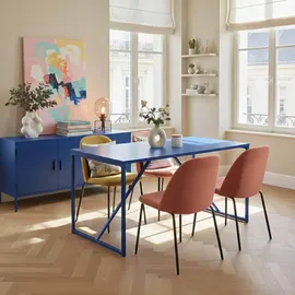 Oviala Rechteckiger Esstisch für 4 Personen aus dunkelblauem Stahl