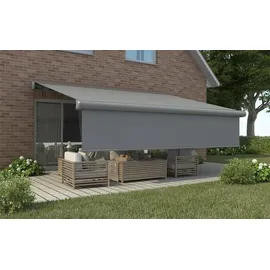 Primaster Kassetten-Markise 4 x 3 m elektrisch mit Volant grau