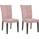 4-Fußstuhl LEONIQUE "Vence", rosa (rose, wenge), B:46cm H:94,5cm T:59cm, Polyester, Stühle, mit Rautensteppung in der Rückenlehne, Beine aus massiver Buche