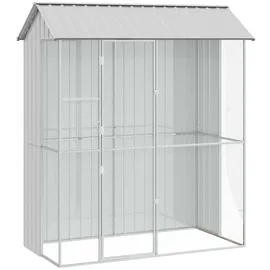 vidaXL Vogelkäfig Grau 215 x 110 x 247 cm Stahl