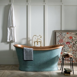 Freistehende Badewanne aus Kupfer, doppelseitig, blaue Patina/Kupfer - Hudson Reed Sienna