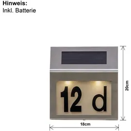 Star Trading Solar-Hausnummernleuchte Wally - Silber