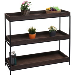 Regal MCW-K71, Standregal Pflanzregal Bücherregal, Holz Metall 3 Ablagen 90x100x35cm ~ dunkelbraun