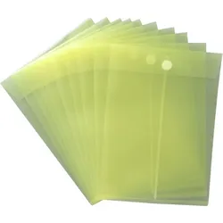 Dokumententaschen mit Klettverschluss A4 hoch, transparent gelb, aus PP - 10 Taschen