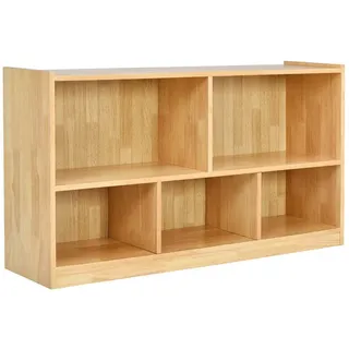 COSTWAY Bücherregal, Spielzeugschrank, 2 große Fächer & 3 kleine Fächer beige