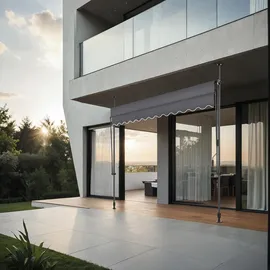 Tectake tectake® Klemmmarkise, mit Handkurbel, höhenverstellbar 211 - 304 cm, einfache Montage