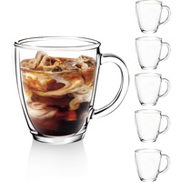 DESIGN•MASTER[6-Stück,350ml] - Latte Macchiato Gläser mit Henkel, Kaffeeglas/Teeglas, Hält lange warm, Perfekt für Latte, Cappuccino, Americano, Tee und Getränke.