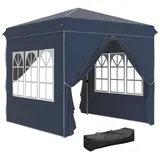 Outsunny Pavillon 2,5x2,5m, wasserabweisend Stabil Winterfest Pop-up Faltpavillon, Garten,