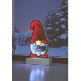 FHS International LED Wichtel Infinity Effekt Weihnachtsdekoration 6/18h Timer USB oder Batteriebetrieb - Rot