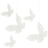 Dekoleidenschaft 5 Dekohänger Schmetterling aus Porzellan, weiß, Fensterdeko zum Aufhängen, Frühlingsdeko hängend