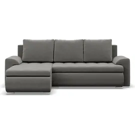 mebligo Links Ecksofa mit Schlaffunktion FORESTA, Sofa mit bettkasten Hellgrau - Grau