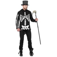 Leg Avenue Kostüm Skelett, Knochengerippe Kostüm für Herren schwarz XL