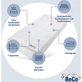 Beco Taschenfederkernmatratze »5 Sterne TFK«, 29 cm hoch, 500 Federn, (1 St.), mit Polyester- oder natürlichem Baumwollbezug, verschiedene Größen
