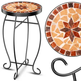 Kesser KESSER® Mosaiktisch Bistrotische Blumenhocker Rund 60 x 34 cm Metall Mosaik Beistelltisch Balkontisch Gartentische Terrassentisch Balkon Steinmosaik Garten Gartentisch Indoor Outdoor