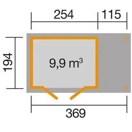 Weka Gartenhaus 321 A 3,69 x 1,94 m natur inkl. Anbau