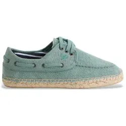 Silbon für Herren. 131017 Grüne Espadrille mit nautischem Bezug (40), Stoff, Wohnung, Schnürsenkel, Lässig