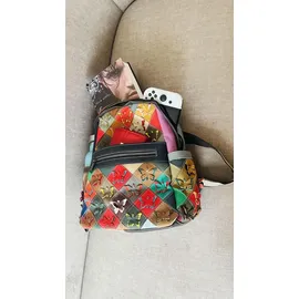 KMISSO City Backpack Patchwork Rucksack Rot