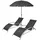 vidaXL Sonnenliegen mit Schirm Aluminium Schwarz