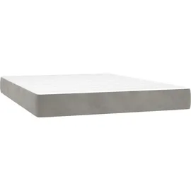 vidaXL Boxspringbett mit Matratze & LED Hellgrau 140x200 cm Samt