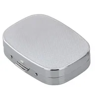 kleine eckige Pillendose verchromt 6.5 x 4.5 cm - 3 Fächer & Kunststoffeinsatz - Tablettenbox innen verspiegelt - Mini Pillenbox für unterwegs, die Handtasche, Hosentasche, als Geschenk