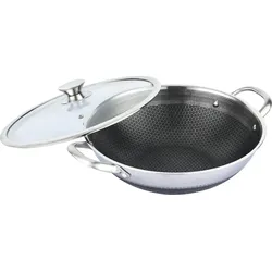 Wok Pfanne/Topf Edelstahl Wabenstruktur Ø32cm