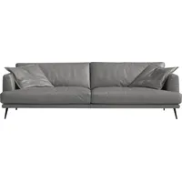 2,5-Sitzer EGOITALIANO "Sophia, Designsofa mit extrakomfortablem Sitzkomfort", grau (zinn), B:214cm H:77cm T:96cm, Leder BULL (Echtes Rindsleder). Geschliffenes, pigmentiertes und behandeltes Rindsleder mit einer Dicke von 1, 3-1, 5 mm. Es handelt sich um ein weiches, geschütztes Leder. Eine leichte Deckschicht schützt sie vor Flecken, ohne ihre ursprünglichen Eigenschaften zu verändern. Dieses geschützte Leder kombiniert die Vorteile von Natürlichkeit und Weichheit mit einer guten Beständigkeit gegen Verschleiß und Ausbleichen. Das Vorhandensein der charakteristischen Zeichen, die das Leben des Tieres bestimmen, wie Narben, Körnungsunterschiede, Falten, Adern, Disharmonien in Farbtönen, beweisen ihre absolute Echtheit und großen Wert., Sofas, Daunenfederung, inkl. 2 Kissen