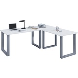 VCM Eckschreibtisch Schreibtisch Computer Winkeltisch Lona Tiefe 80 U Alu silber 190,0 x 80,0 cm