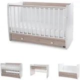 Lorelli Babybett Dream 70 x 140 cm umbaubar Kinderbett Schaukelbett Schreibtisch weiß braun