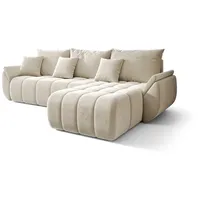 Fun Möbel Ecksofa Schlafsofa osaka Stoff Monolith Creme, Ottomane rechts,