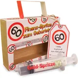 Tiwoca Geschenk 60 Geburtstag Geldspritze Verkehrszeichen rot/weiß - Originelles Geburtstagsgeschenk für einen gelungenen 60 Geburtstag Frau oder Mann