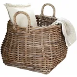 Loberon Korb Leogane, klassischer Landhaus-Look, echte Handarbeit, Aufbewahrung, Organisation, Wohn-Accessoire, Rattan, braun