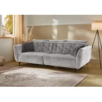 Big-Sofa JOCKENHÖFER GRUPPE "Spa, im Retrolook mit Wellenfederung" Sofas Gr. B/T: 251cm x 110cm, Chenille, grau (hellgrau) und frei im Raum stellbar, inkl. 7 Kissen