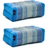 Leewadee Yoga Block 2er-Set Yogaklotz Pilates Yogakissen Meditationskissen Ökologisches Naturprodukt, 35x18x12 cm, Kapok, hellblau