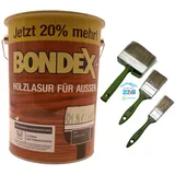 zbs24 Bondex Holzlasur für außen kiefer 4,8 Liter, inkl. 3-teiliges Pinselset, hohe Witterungsbeständigkeit, Intensivschutz vor Nässe