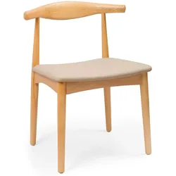 Stuhl Gotland mit Eschengestell und wasserdichtem Kissen in Beige für die Gastronomie. Innenmöbel für Bar, Restaurant und Café.